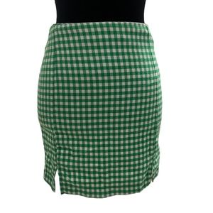 green checked mini skirt